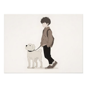 Junge mit Hundekunst Fotodruck