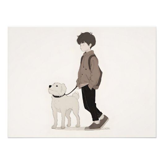 Junge mit Hundekunst Fotodruck (Vorne)