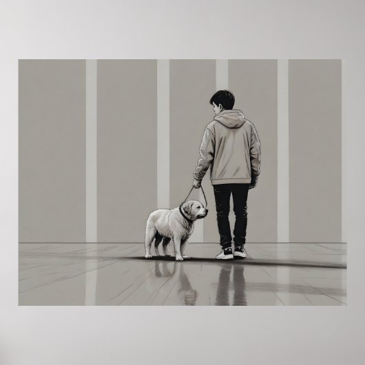 Junge mit Hundekunst Poster (Vorne)