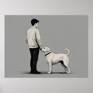 Junge mit Hundekunst Poster