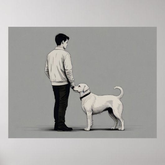 Junge mit Hundekunst Poster (Vorne)
