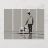 Junge mit Hundekunst Postkarte (Vorderseite)