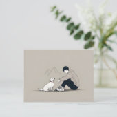 Junge mit Hundekunst Postkarte (Stehend Vorderseite)