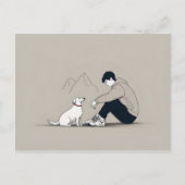 Junge mit Hundekunst Postkarte (Vorderseite)
