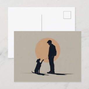 Junge mit Hundekunst Postkarte