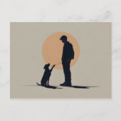 Junge mit Hundekunst Postkarte (Vorderseite)