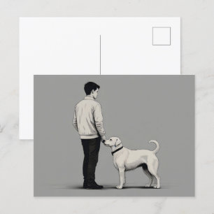 Junge mit Hundekunst Postkarte