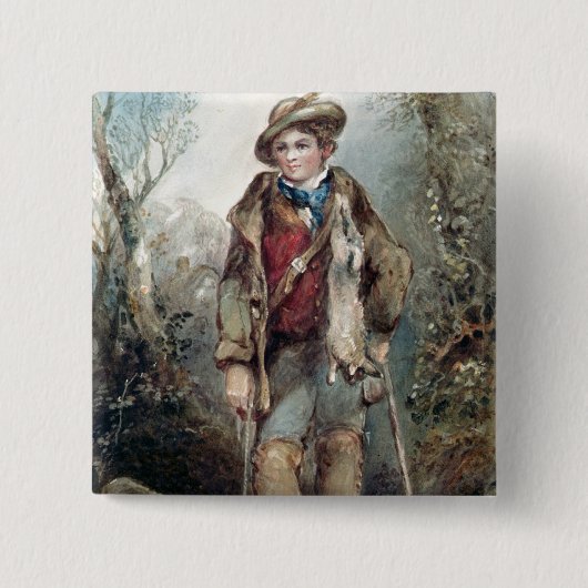 Junge mit Kaninchen Button (Vorderseite)