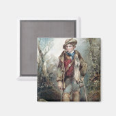 Junge mit Kaninchen Magnet (Vorderseite/Rückseite)