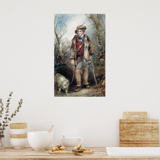 Junge mit Kaninchen Poster (Küche)