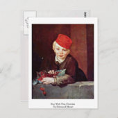 Junge mit Kirschen von Edouard Manet Postkarte (Vorne/Hinten)