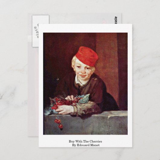 Junge mit Kirschen von Edouard Manet Postkarte (Vorne/Hinten)