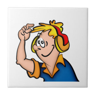 Junge mit Kopfhörer Fliese