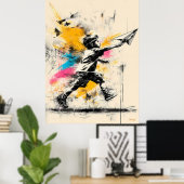 Junge mit Paper Flugzeug - Street Art Graffiti Pos Poster (Heimbüro)