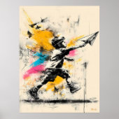 Junge mit Paper Flugzeug - Street Art Graffiti Pos Poster (Vorne)
