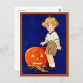 Junge mit Pumpkin - Vintages Halloween Postkarte (Vorne/Hinten)