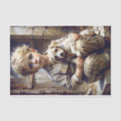 Junge mit Puppy-Decoupage Seidenpapier (Vorderseite)