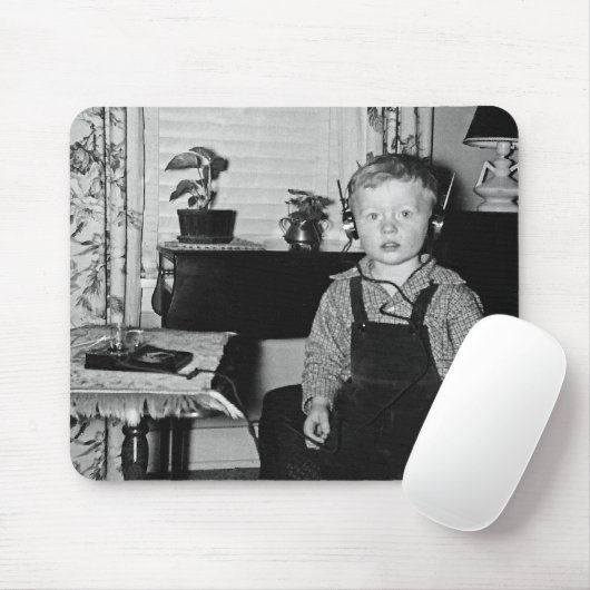 Junge mit Retro Crystal Radio Set Mousepad (Mit Mouse)