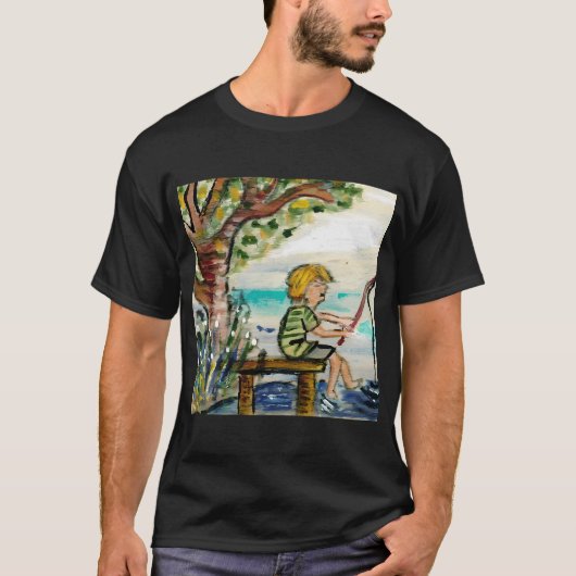 Junge mit Rotlachs T-Shirt (Vorderseite)