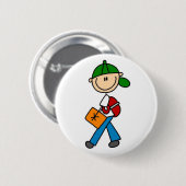 Junge mit Rucksack Knopf Button (Vorne & Hinten)