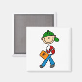 Junge mit Rucksack Magnet (Vorderseite/Rückseite)