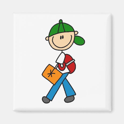 Junge mit Rucksack Magnet (Vorne)