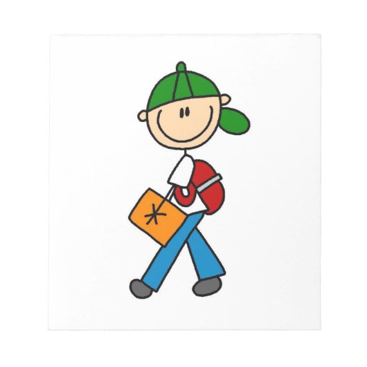 Junge mit Rucksack Notizblock (Vorderseite)