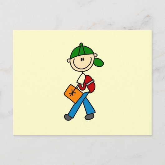Junge mit Rucksack Postkarte (Vorderseite)