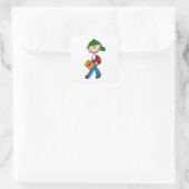 Junge mit Rucksack Quadratischer Aufkleber (Tasche)