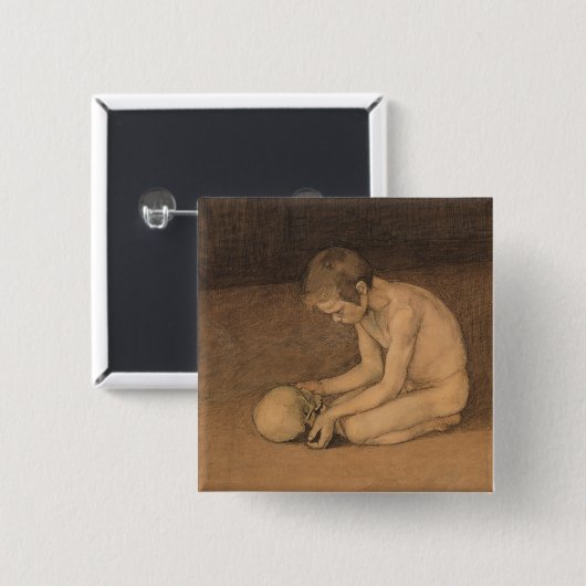 Junge mit Schädel (von Magnus Enckell) Button (Vorne & Hinten)