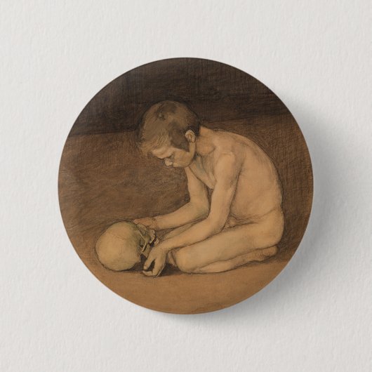 Junge mit Schädel (von Magnus Enckell) Button (Vorderseite)