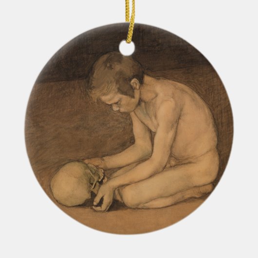 Junge mit Schädel (von Magnus Enckell) Keramik Ornament (Vorne)