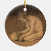 Junge mit Schädel (von Magnus Enckell) Keramik Ornament (Hinten)