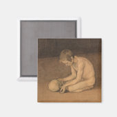 Junge mit Schädel (von Magnus Enckell) Magnet (Vorderseite/Rückseite)