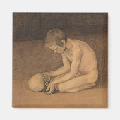 Junge mit Schädel (von Magnus Enckell) Magnet (Vorne)
