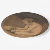 Junge mit Schädel (von Magnus Enckell) Pappteller (Schrägansicht)