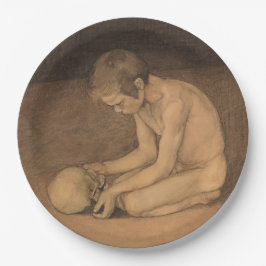Junge mit Schädel (von Magnus Enckell) Pappteller
