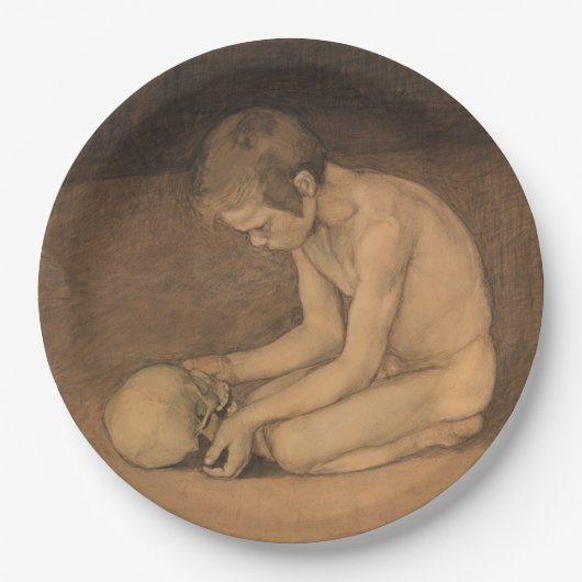 Junge mit Schädel (von Magnus Enckell) Pappteller (Vorderseite)
