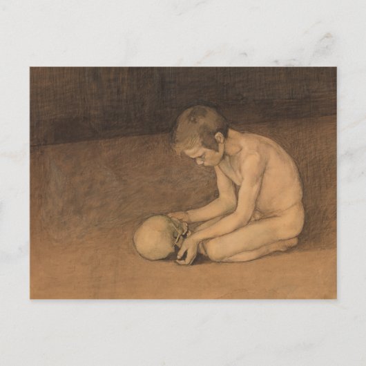 Junge mit Schädel (von Magnus Enckell) Postkarte (Vorderseite)