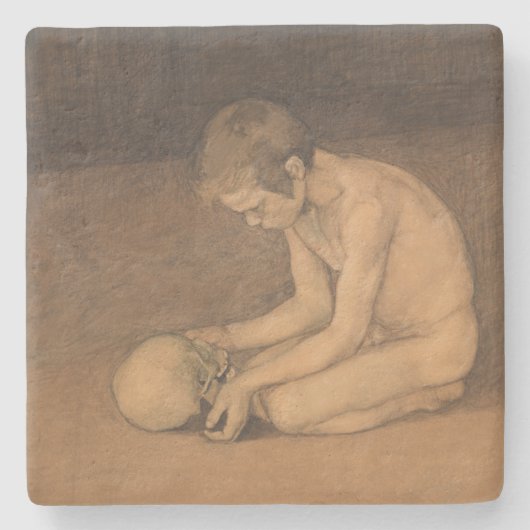 Junge mit Schädel (von Magnus Enckell) Steinuntersetzer (Vorderseite)