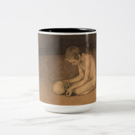 Junge mit Schädel (von Magnus Enckell) Zweifarbige Tasse