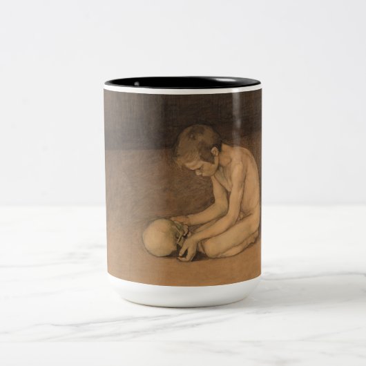 Junge mit Schädel (von Magnus Enckell) Zweifarbige Tasse (Mittel)