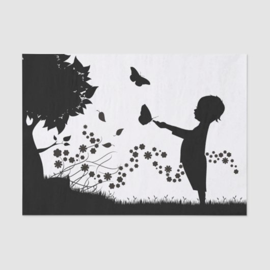 Junge mit Schmetterlingen Decoupage Seidenpapier (Vorderseite)