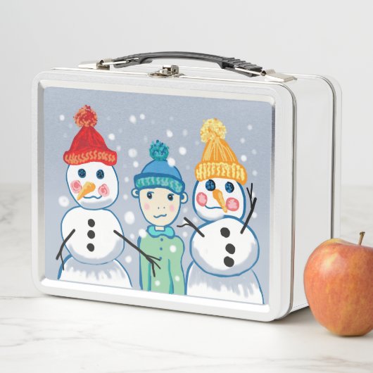 Junge mit Schneemann Metall Lunch Box (Beispiel)