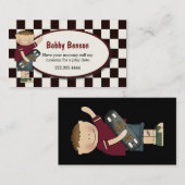 Junge mit Skateboard überprüfter Telefonnummerkarte (Vorne/Hinten)