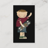 Junge mit Skateboard überprüfter Telefonnummerkarte (Rückseite)