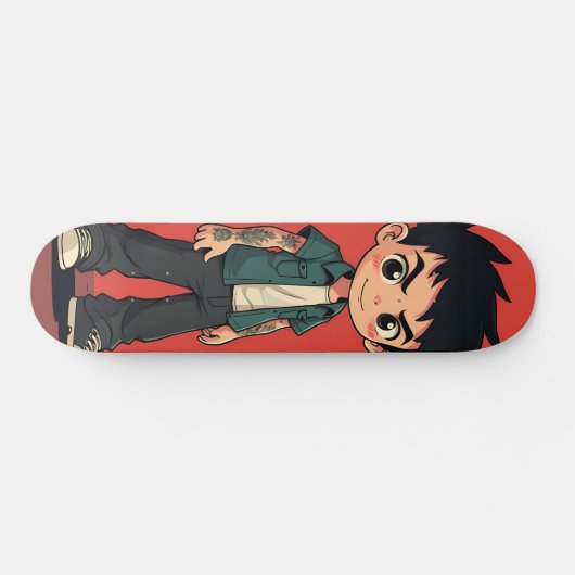 Junge mit Tattoos wie Cartoon Skateboard (Horizontal)