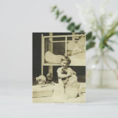 Junge mit Teddybär Postkarte (Stehend Vorderseite)