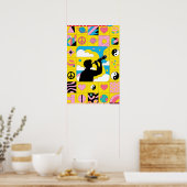 Junge mit Teleskop Pop Art Poster (Küche)