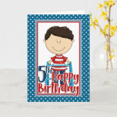 Junge mit Walker - Happy 5th Birthday Karte (Gelbe Blume)